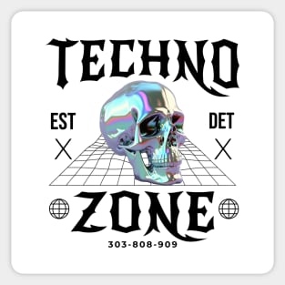 TECHNO - Techno Zone Skull (Black) Sticker